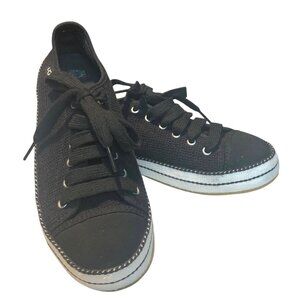 UGG Black + White Cotton Fabric Claudi Women's Low-Top Casual Sneakers Size 6.5